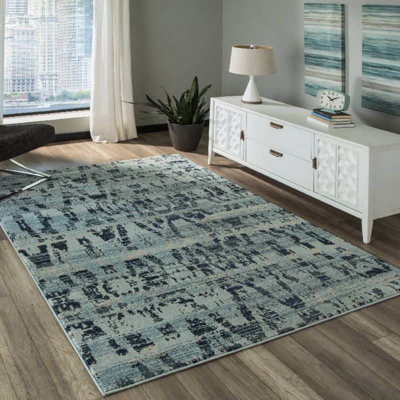 2'3"X7'6" Geometric Runner Ocean Blue - Momeni