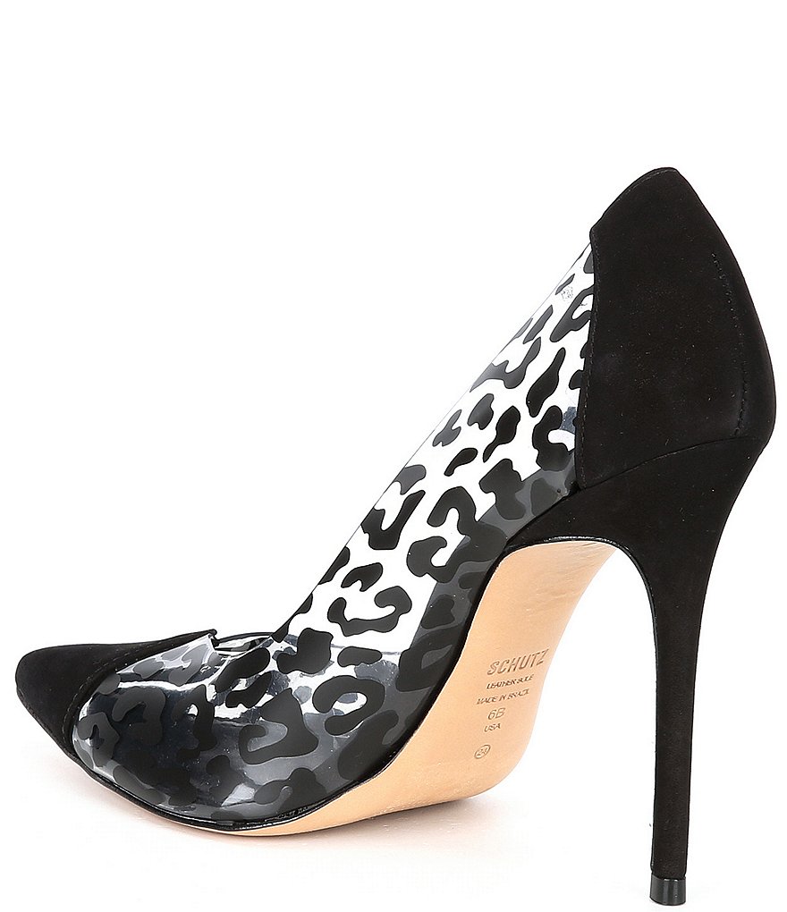 Schutz Cendi Clear Animal Print Pumps
