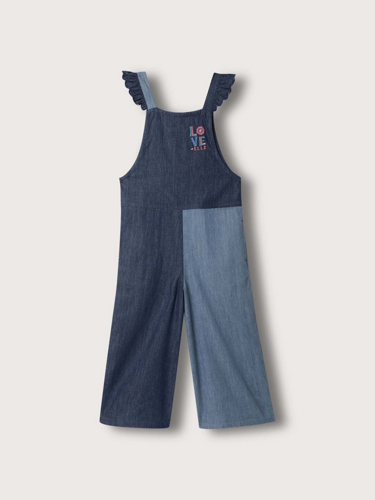 Elle Kids Blue Embroidered Jumpsuit