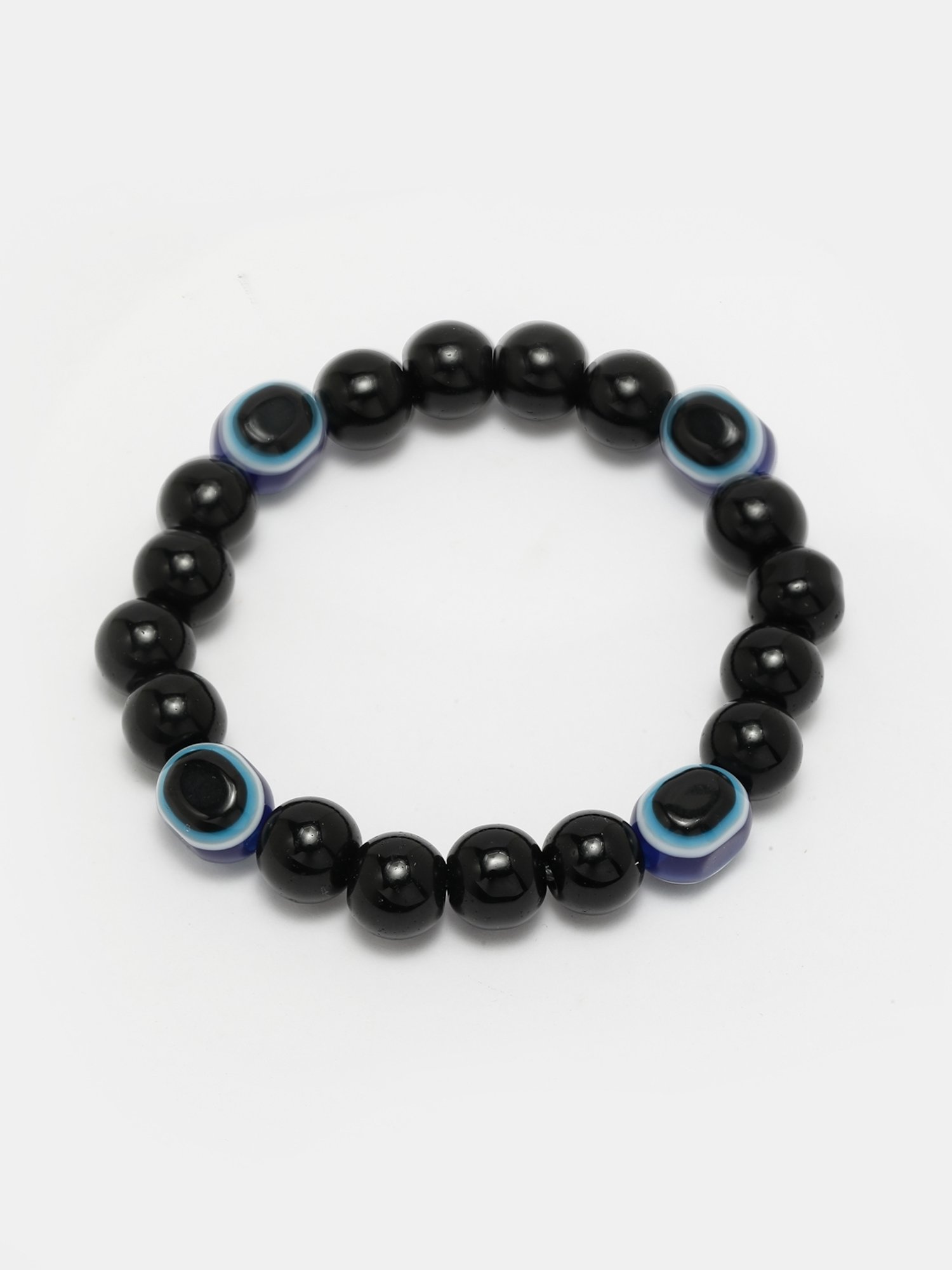 NVR Black Evil Eye Elasticated Rakhi with Roli Chawal