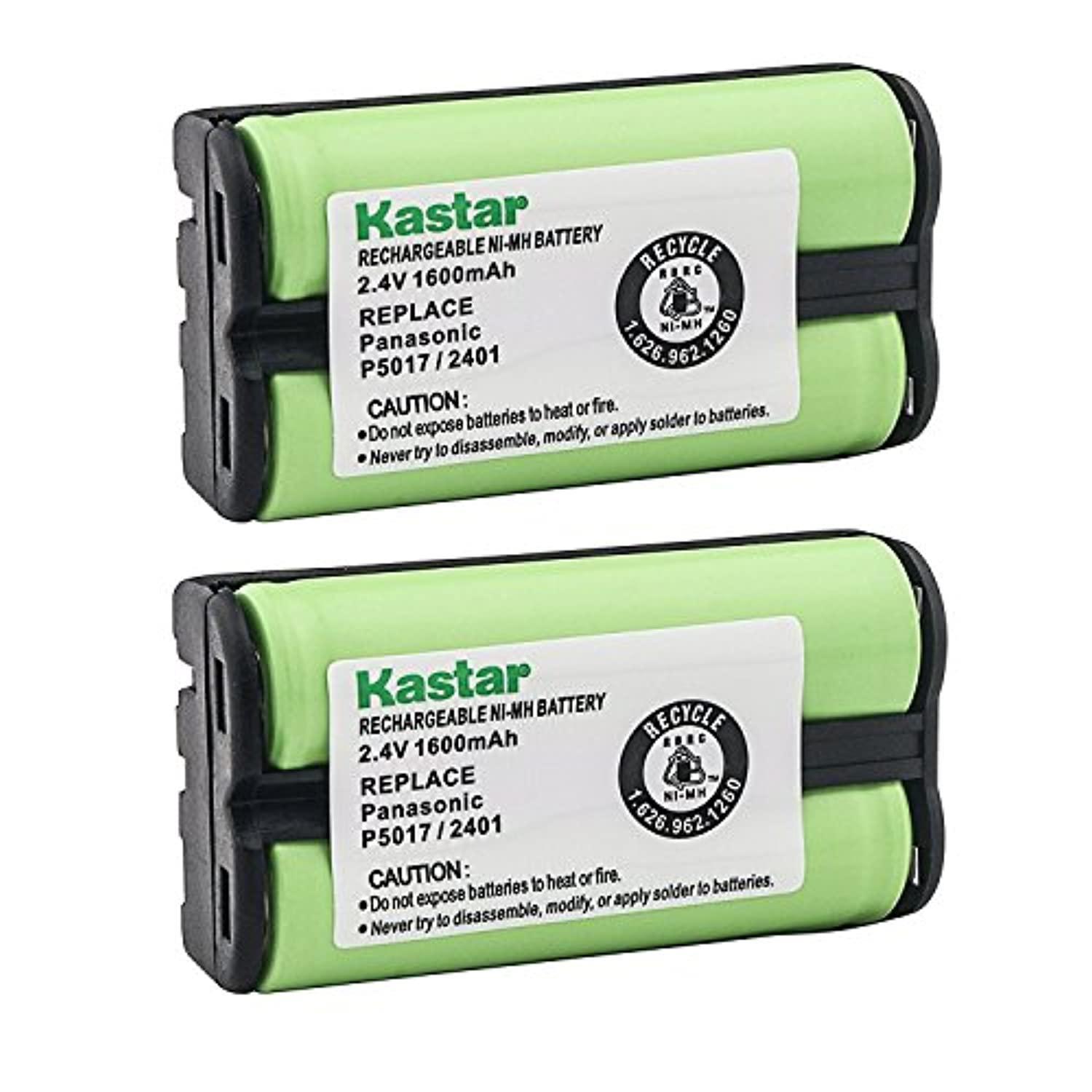 kastar cordless battery (2 pack), ni-mh 2.4v 1600mah, replacement for at&t 2455 2440 2430 2402 2401 2400 cordless telephone bat