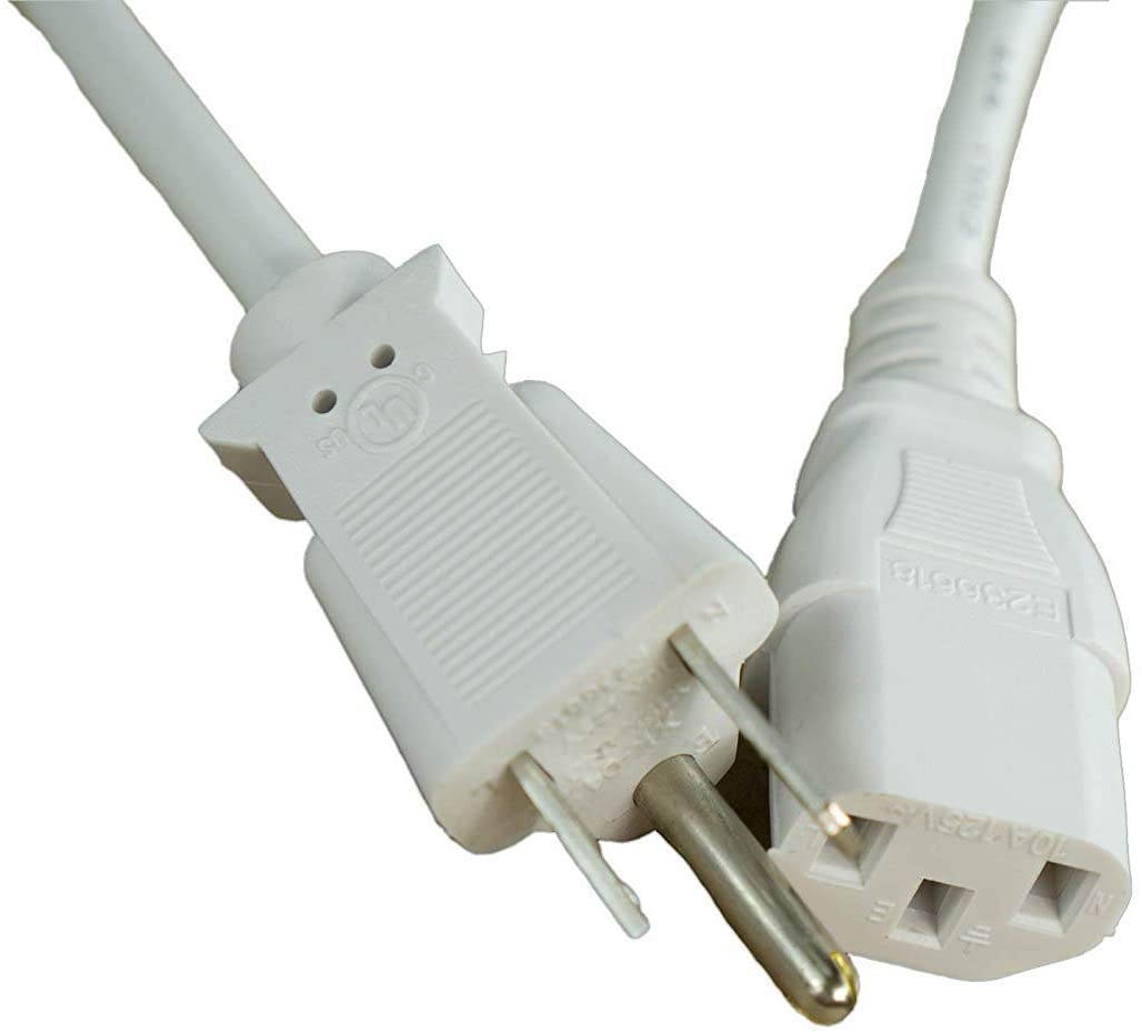 [UL Listed] OMNIHIL White 15 Feet Long AC Power Cord Compatible with VANKYO Leisure 510 Projector