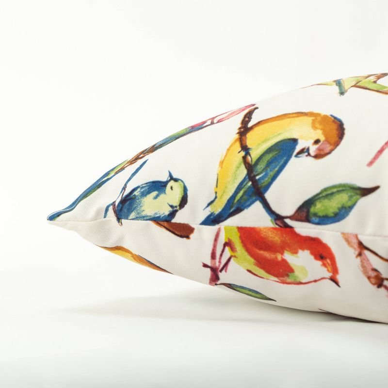22"x22" Oversize Poly-Filled Birds Indoor/Outdoor Square Throw Pillow White - Rizzy Home