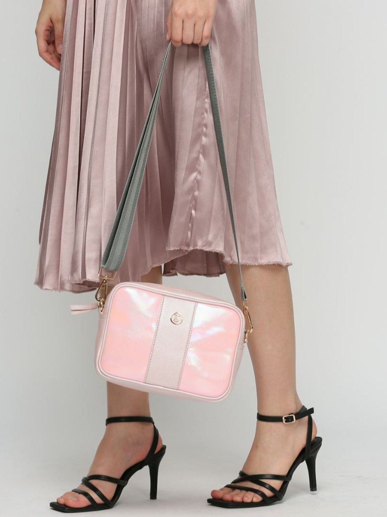 THE HOLISTIK Razzle Dazzle Pink Shimmer Medium Cross Body Bag