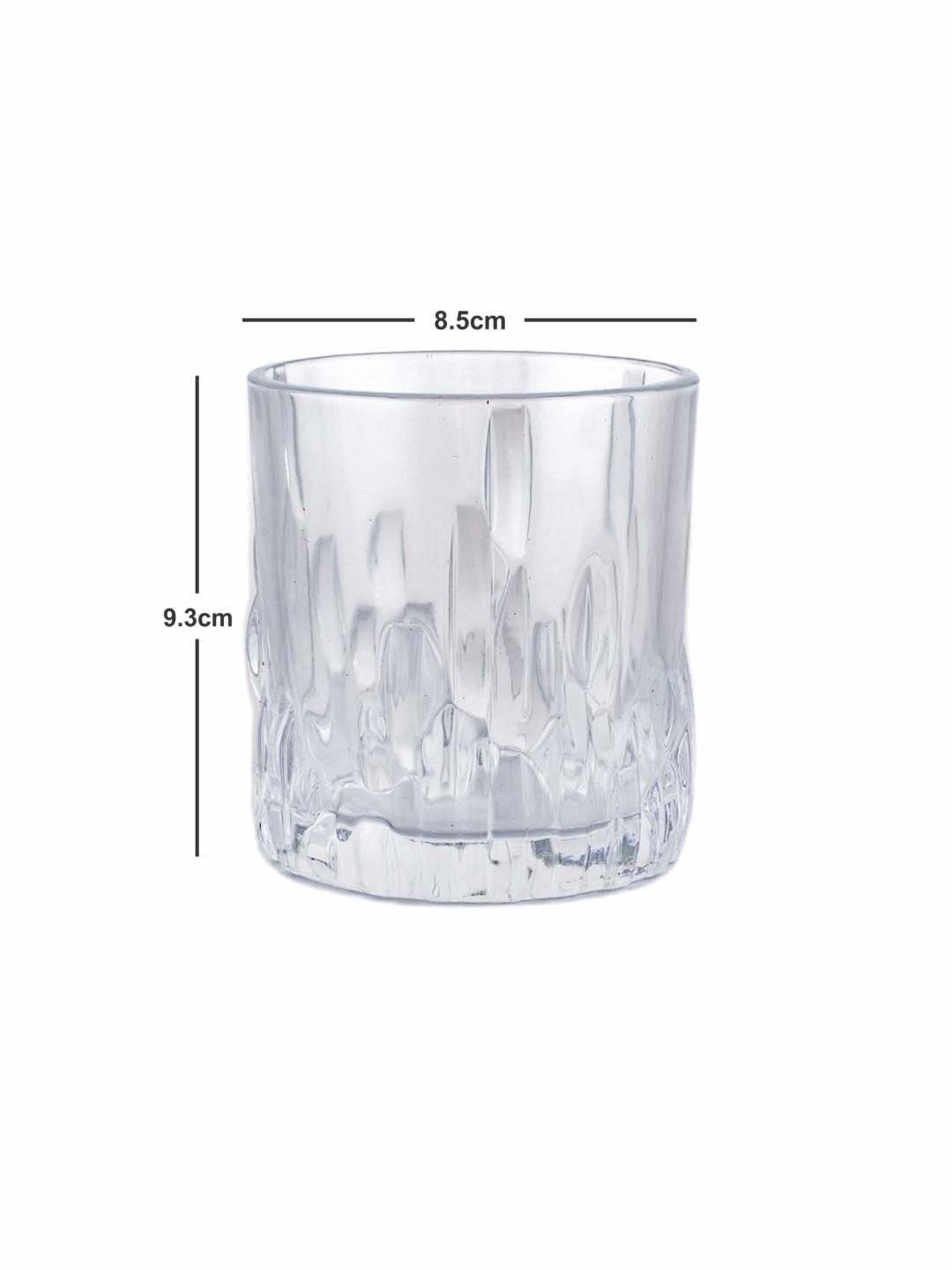 ROXX Volvic Transparent Glass Whisky Glasses (315 ml) - Set of 6