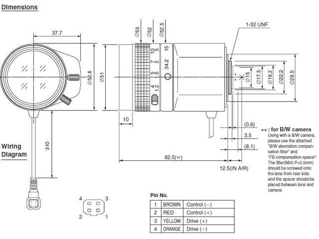 Computar Ganz High Quality CCTV Camera Lens 
T6Z5710AIDC 1/3" 5.7-34.2mm f1.0 6X Manual Zoom, DC Auto Iris w/4-pin mini connector (CS Mount)