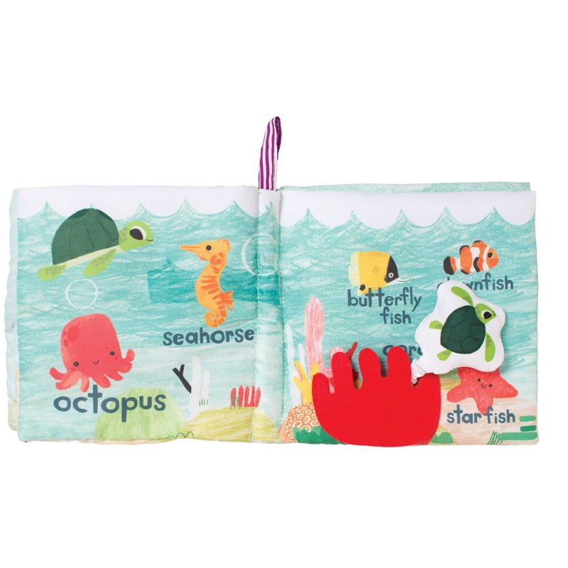Manhattan Toy What's Outside? Sea-Themed Soft Baby Activity Book with Baby Rattle