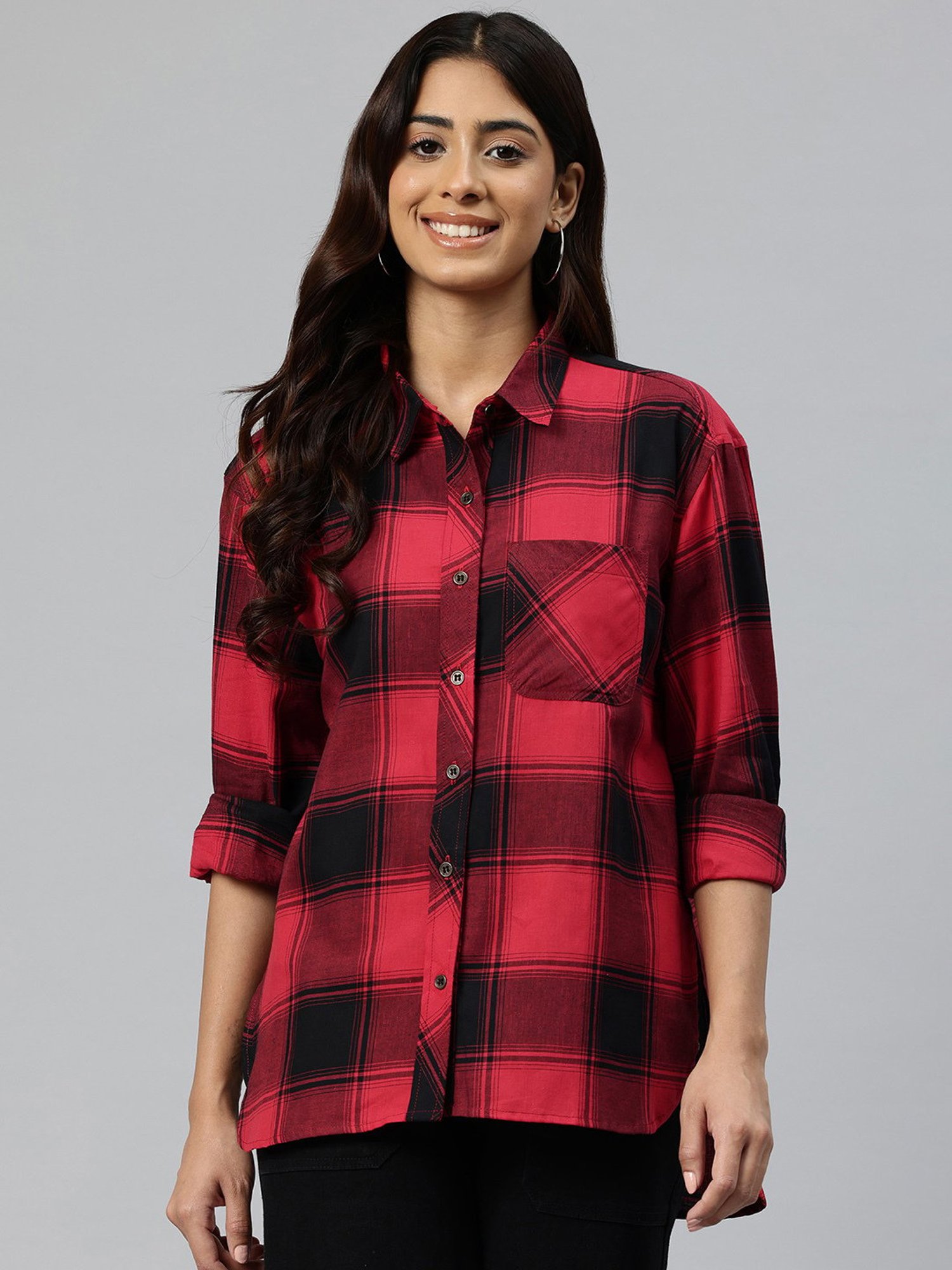 One Femme Red Check Shirt