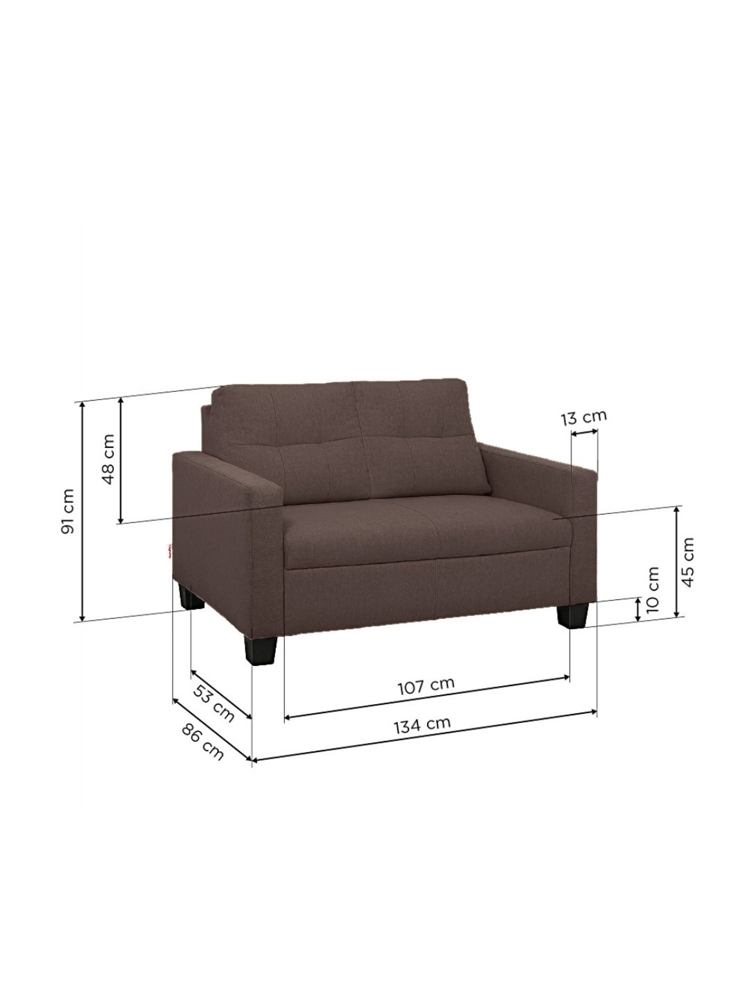 Duroflex Ease Saddle Brown Neem Wood 2 Seater Sofa
