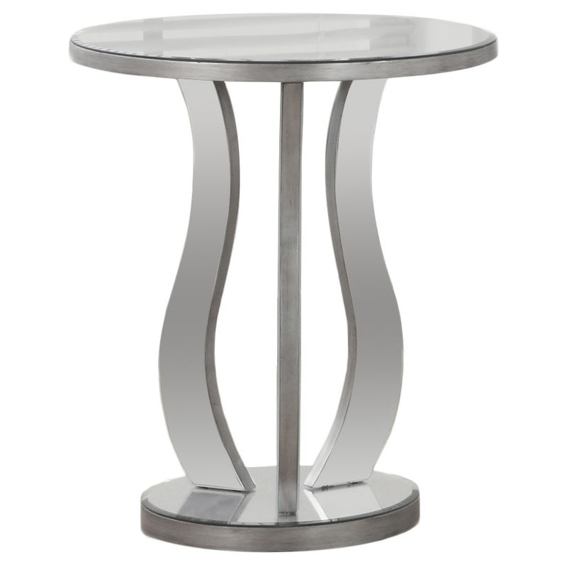 Round Accent Table with Mirror - Silver - EveryRoom