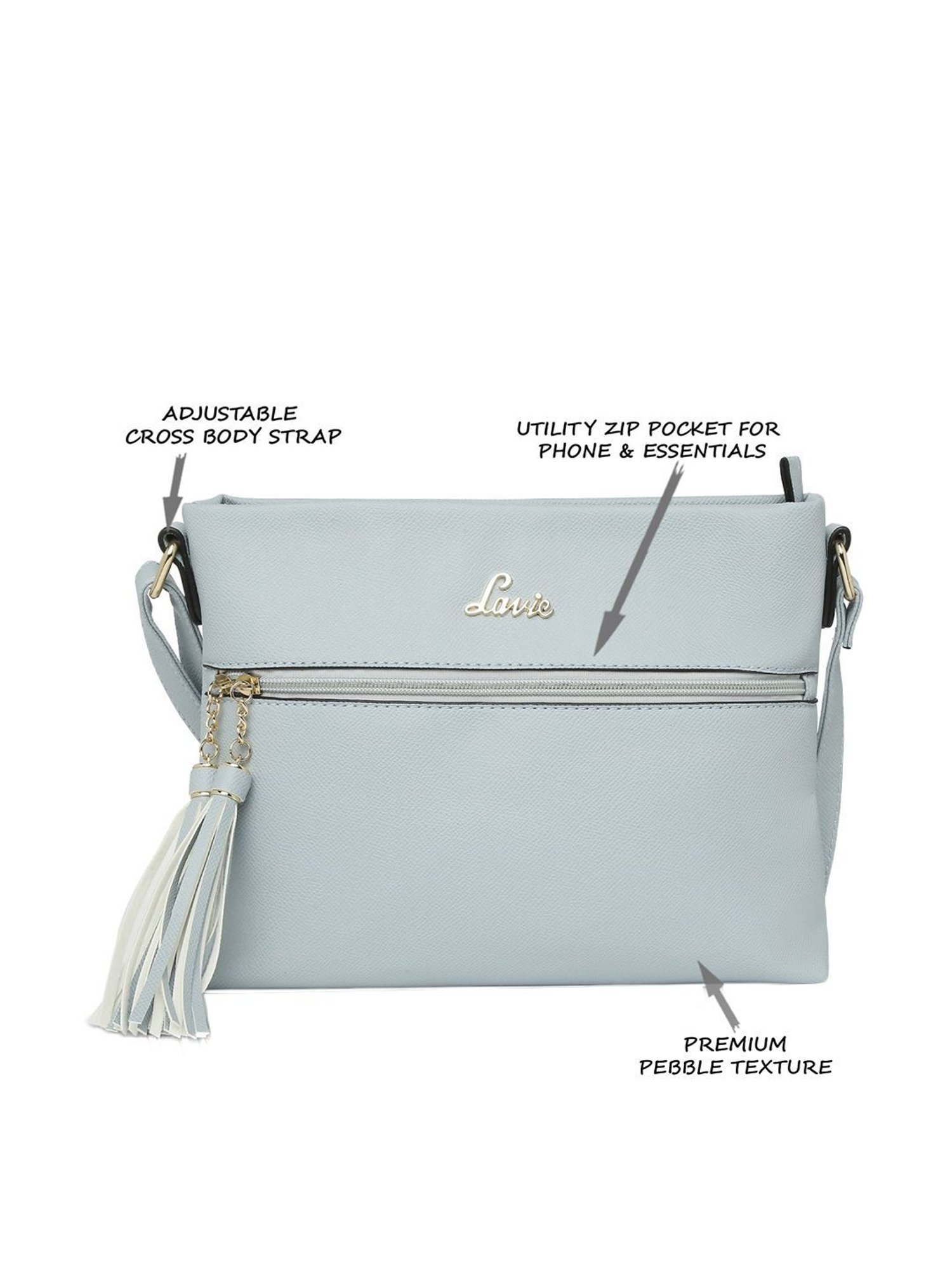 Lavie Tasco Powder Blue Solid Medium Sling Handbag