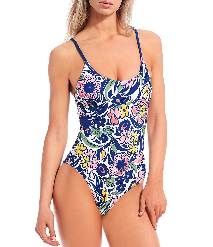 Reebok Our Zips Are Sealed Tummy Control One Piece Swimsuit
