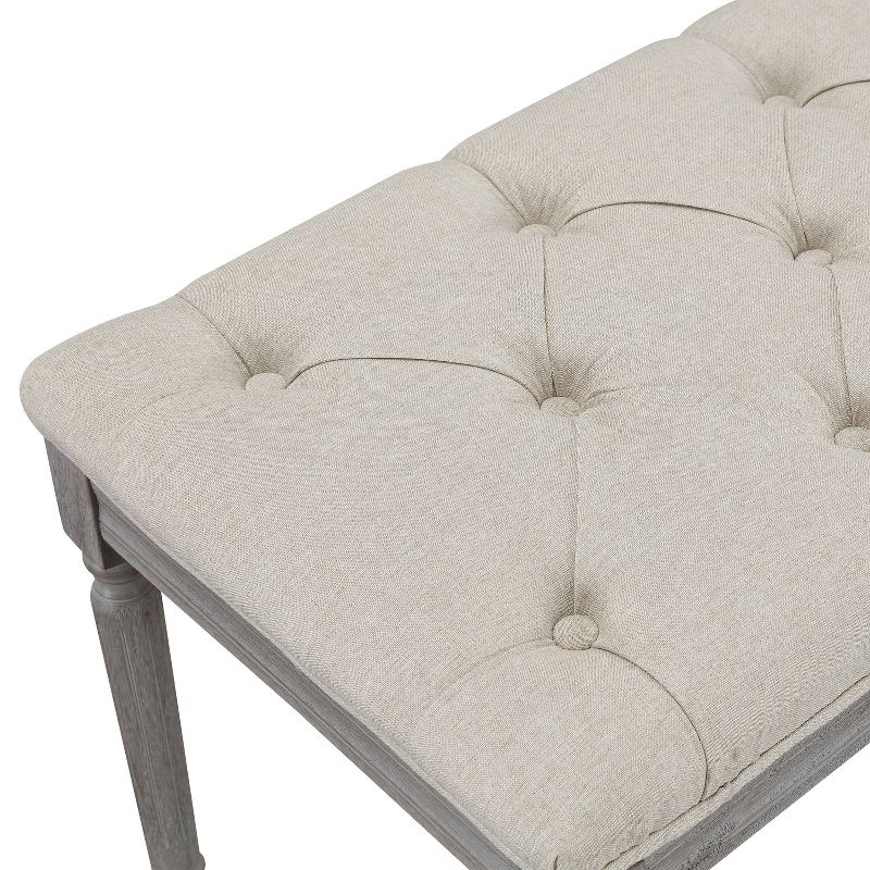 Jack Button Tufted Upholstered Bench with Weathered Legs Light Beige - AC Pacific