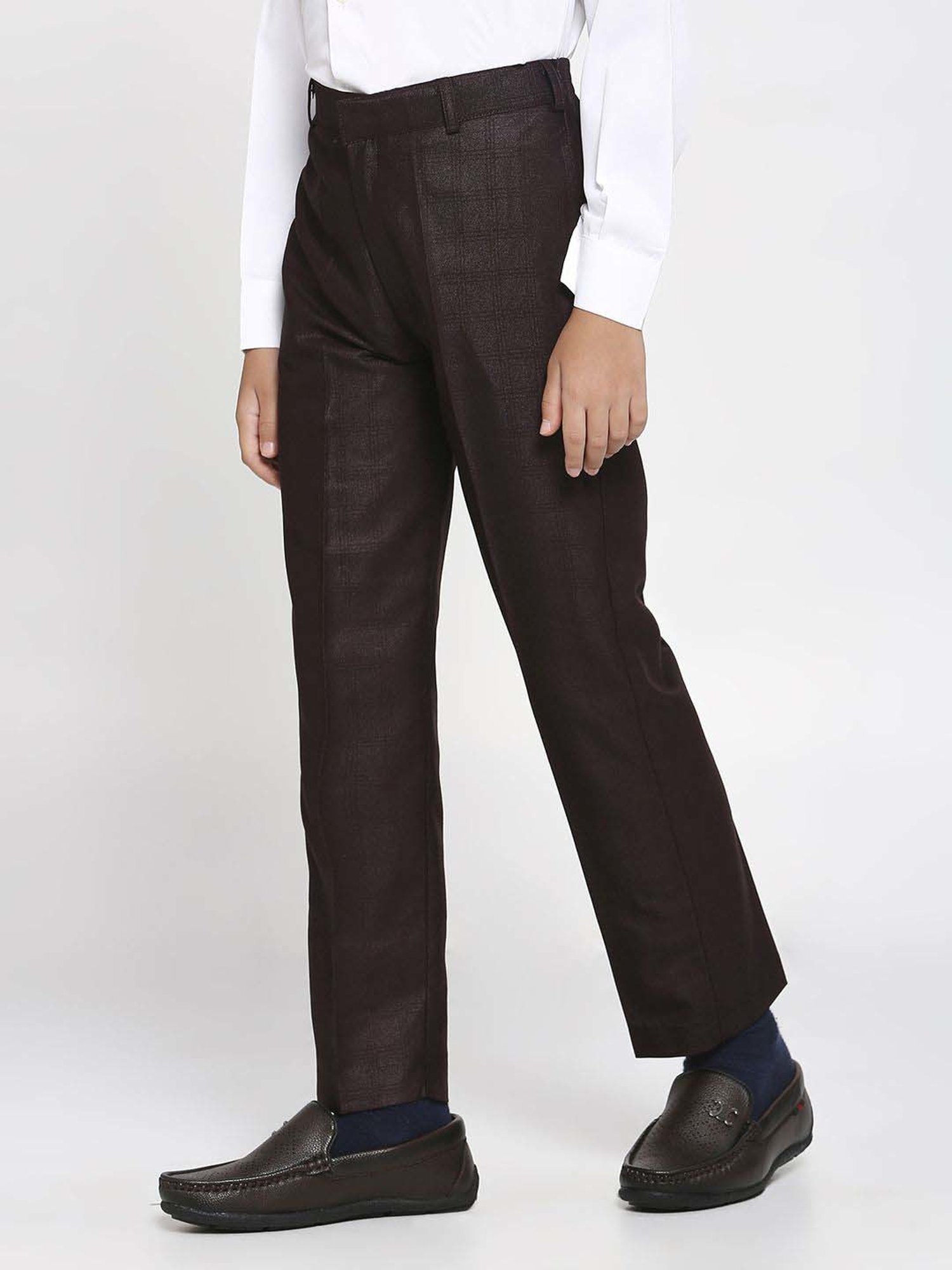 Fourfolds Boys Blue & White Solid Full Sleeves Suit Set