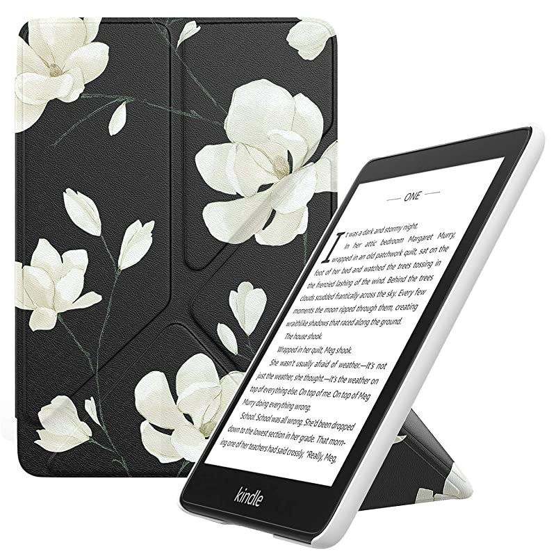 Case Replacement with Kindle Paperwhite 10th Generation 2018 Releases Standing Origami Slim Shell Cover with Auto WakeSleep Fits Kindle Paperwhite EReader Black amp White Magnolia