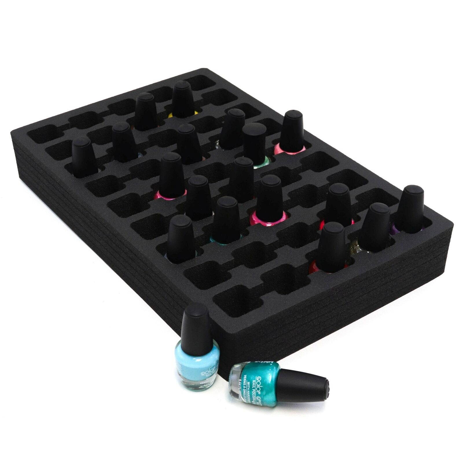 Nail Polish Drawer Organizer Washable Insert Tray Black Foam 9.5" x 14.9" x 2"