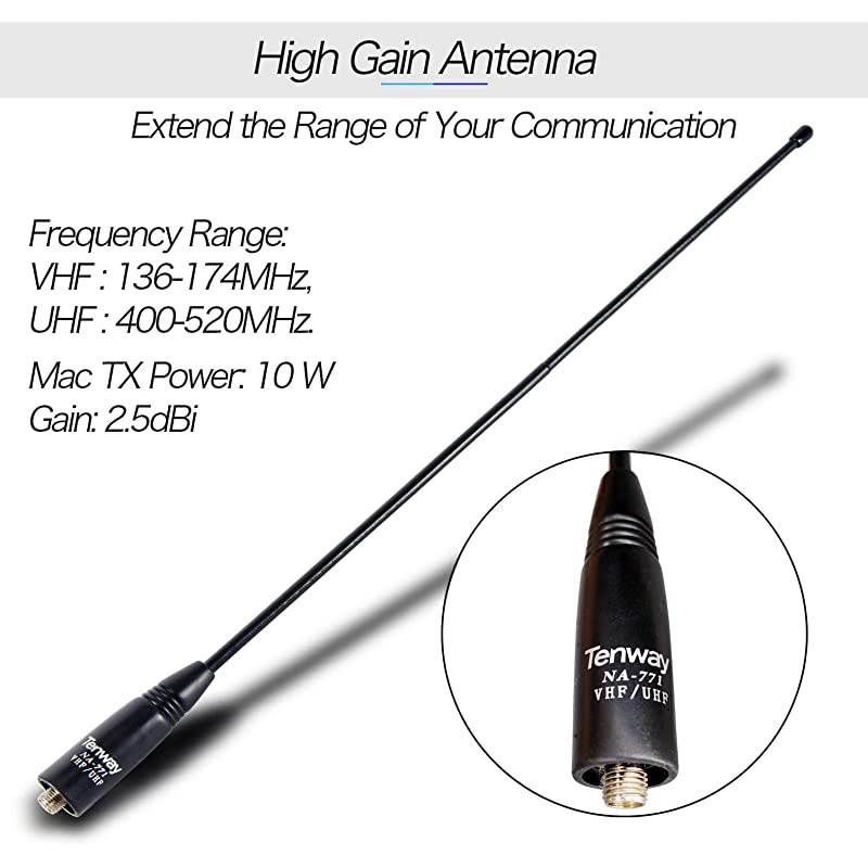 Radio Walkie Talkie UV-5R Pro Dual Band Two Way Radio with Radio Handheld Speaker Mic and NA-771 Antenna 2Pack and One USB Programming Cable