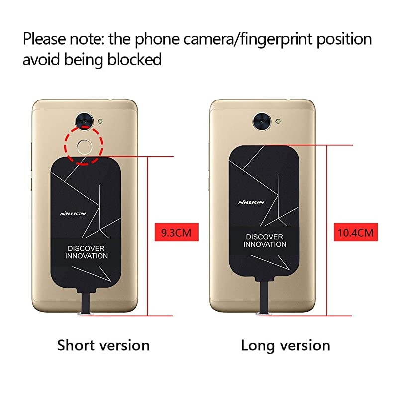 Qi Receiver USB C, Thin Wireless Charging Receiver, Type C Wireless Charger Receiver for Galaxy Note 8 Pro/A50/A70/A10s/Xiaomi Note 8/Huawei P30 and Other Type-C Android Phones(Long Version)