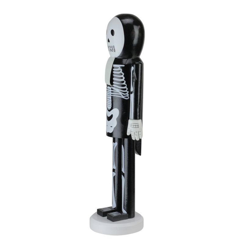 Northlight 14" Wooden Skeleton Halloween Nutcracker - Black/White