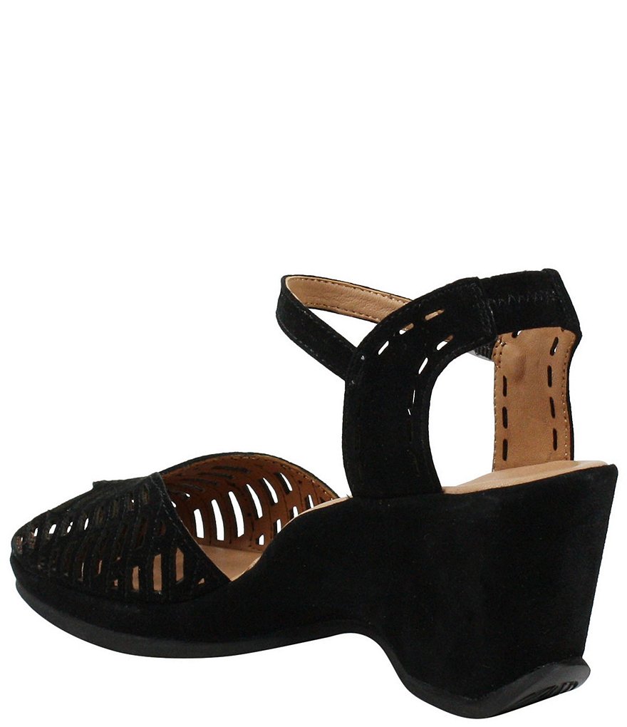 L'Amour Des Pieds Oanez Cut Out Suede Wedge Sandals