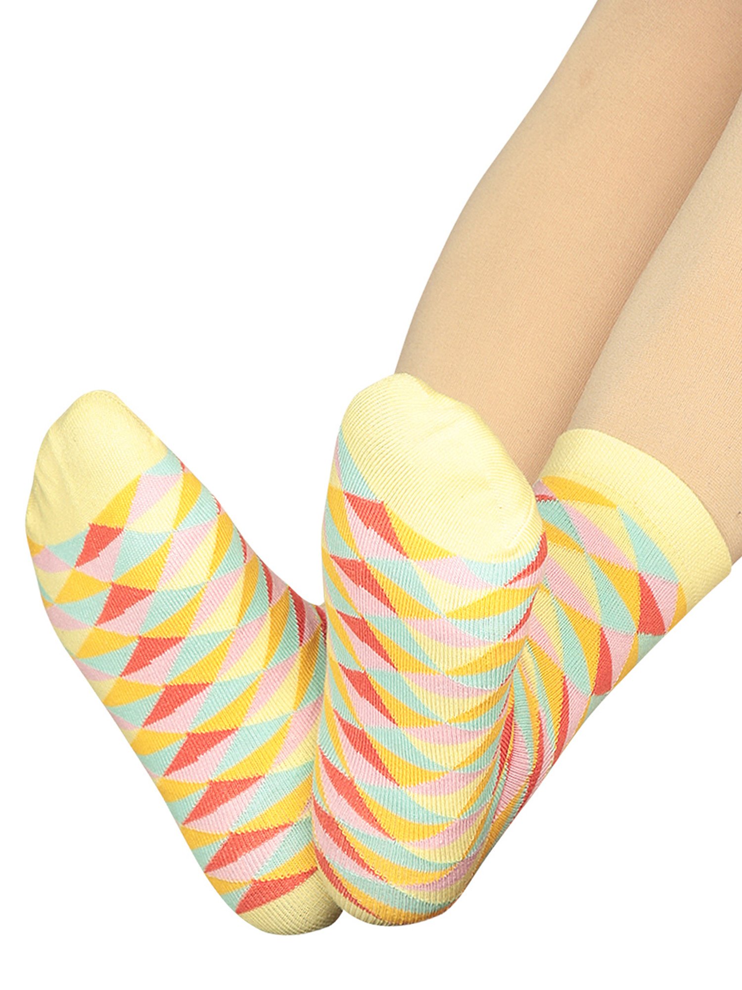 Bodycare Pink & Yellow Printed Socks (Pack Of 2)