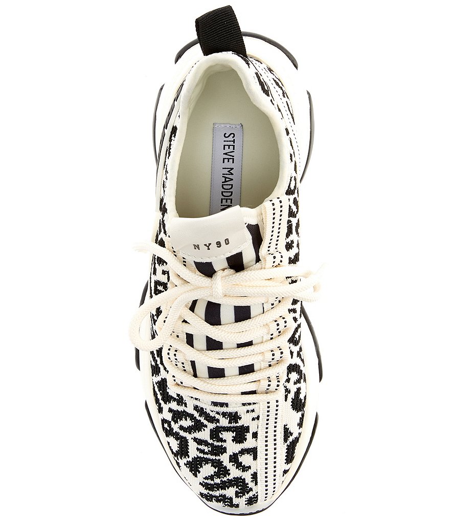 Steve Madden Maxima Leopard Print Chunky Sole Knit Sneakers
