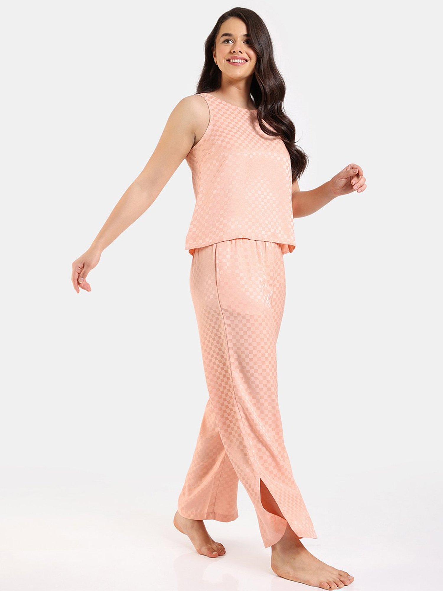 Zivame Pink Printed Top With Pyjamas