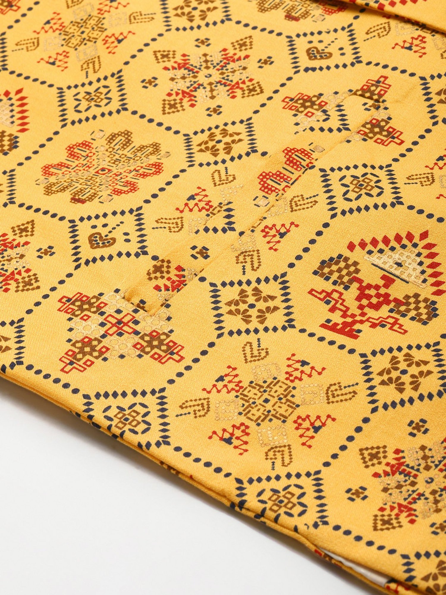 Sojanya Yellow Cotton Linen Regular Fit Self Pattern Nehru Jacket