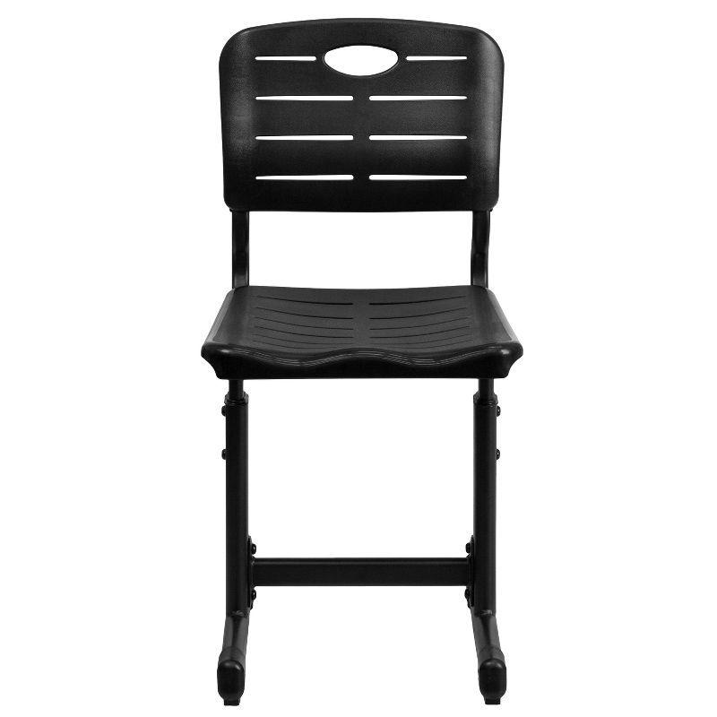 Emma and Oliver Adjustable Height Black Student Chair with Black Pedestal Frame