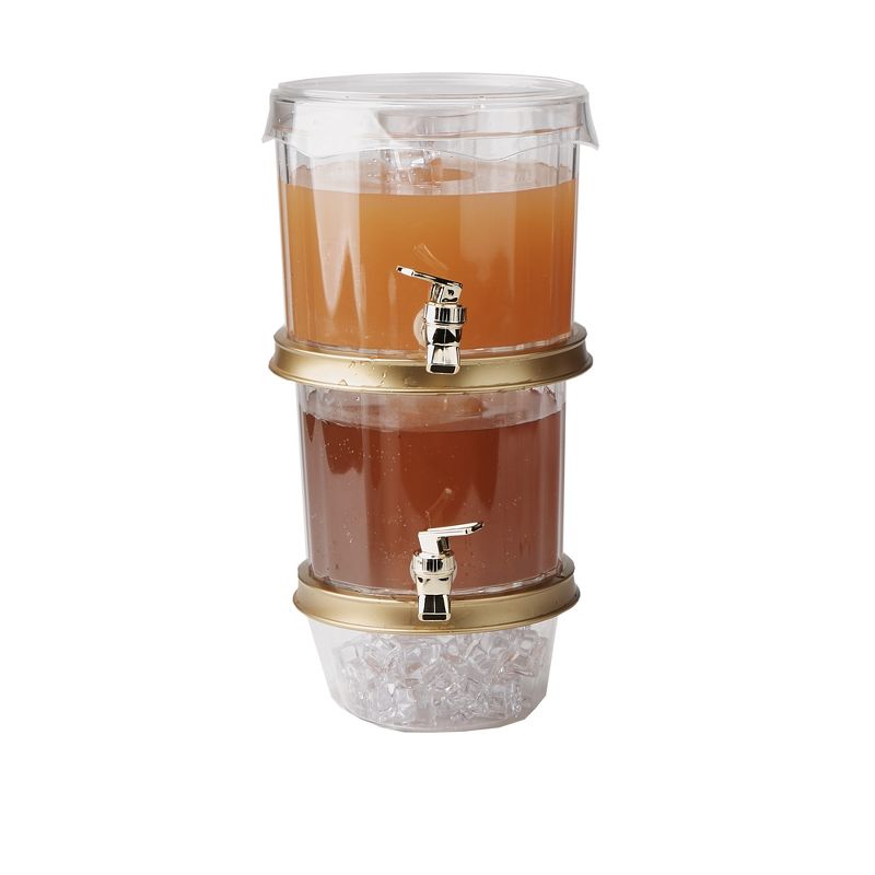 Mind Reader 1 Gallon Split Compartment Beverage Drink Dispenser with Spigot and Ice Bucket Bottom