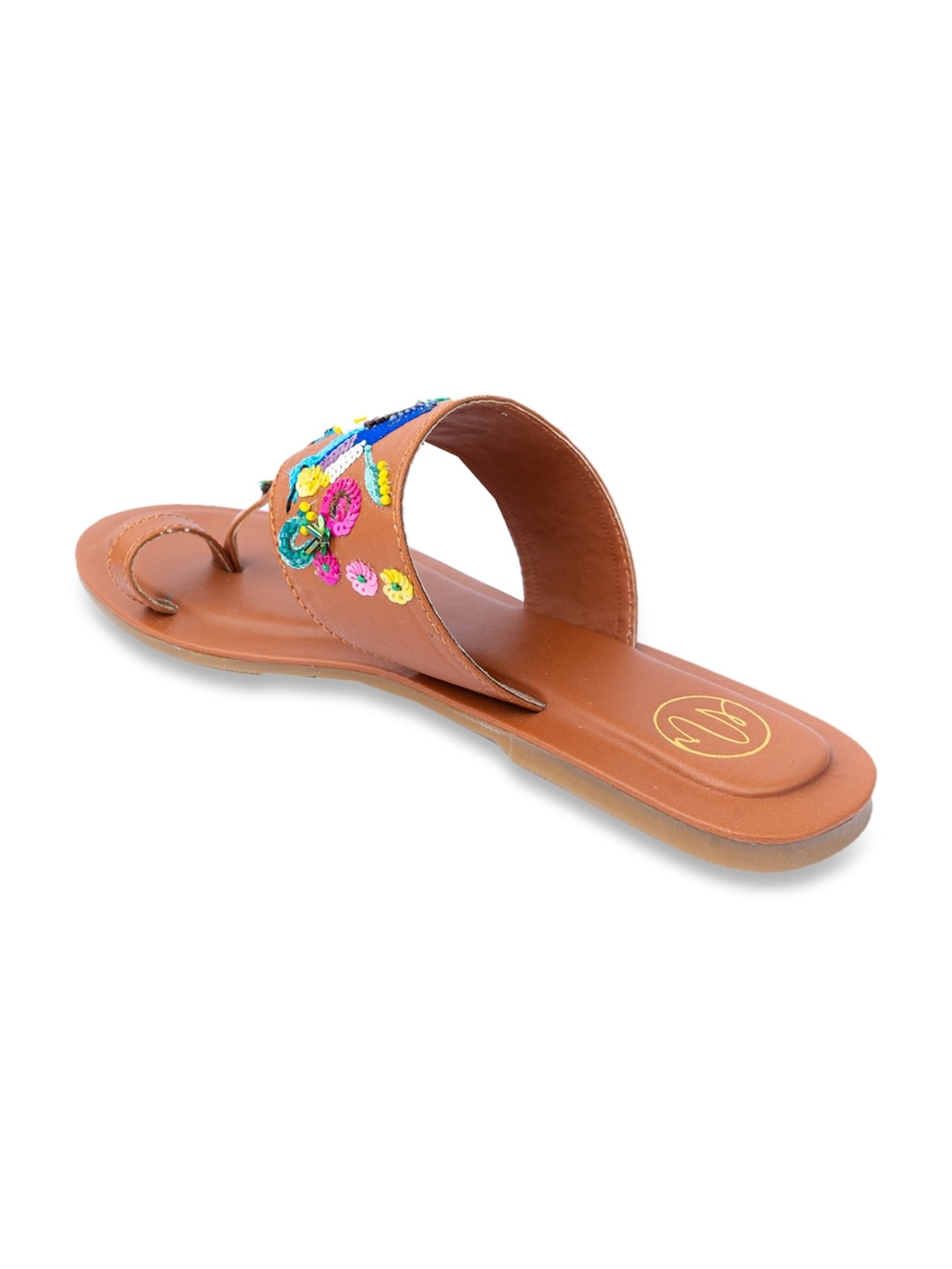 NR by Nidhi Rathi Women's Tan Toe Ring Sandals