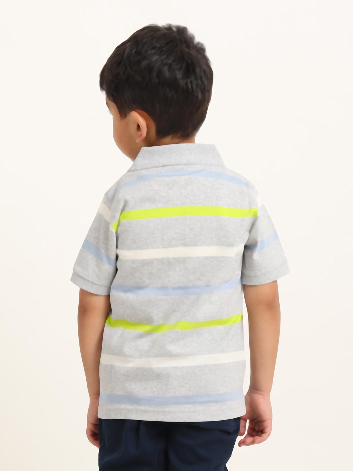 Campana Kids Grey Striped Polo T-Shirt