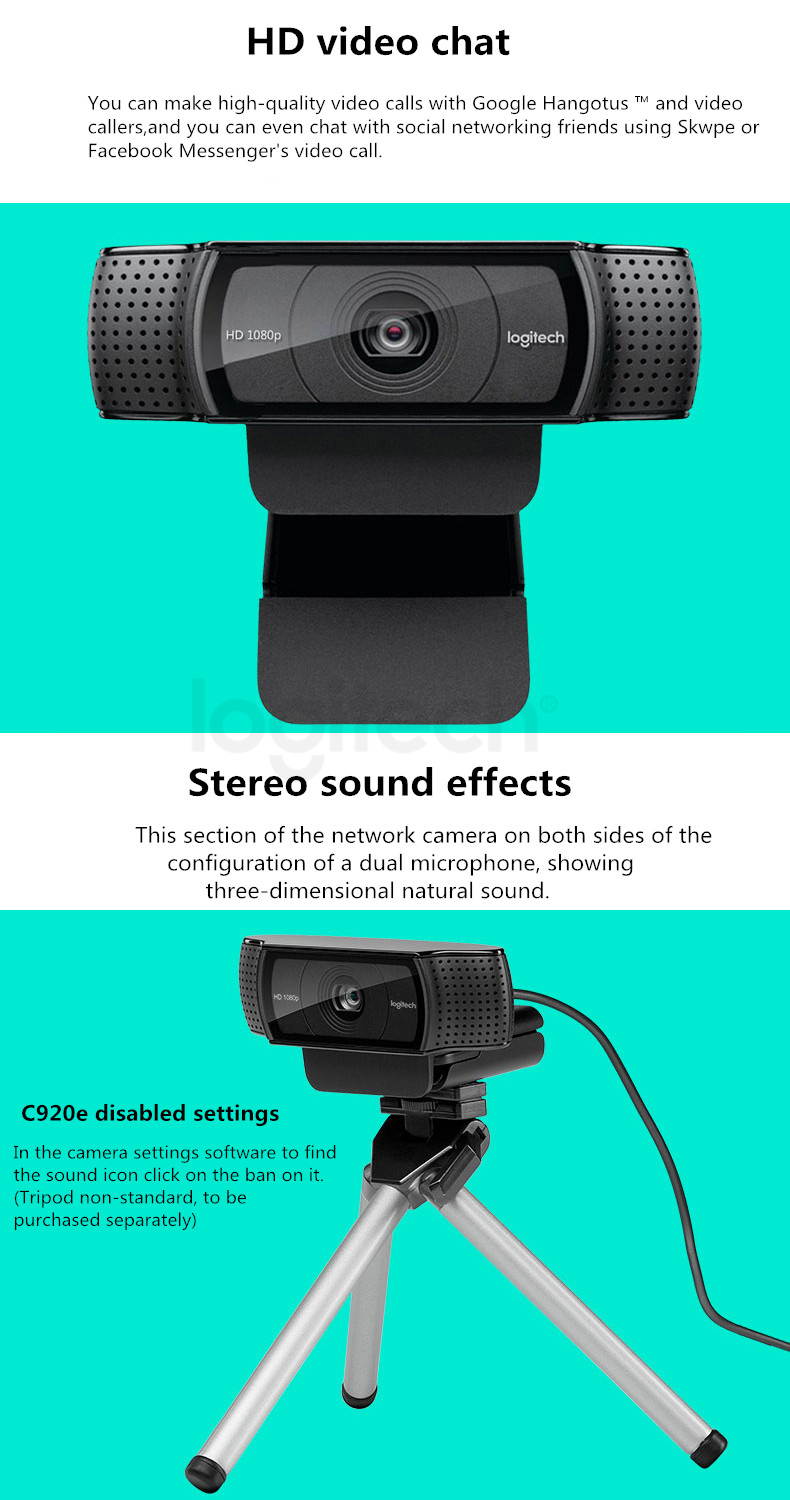 New Logitech Pro C920e HD Pro Webcam Widescreen Video Chat Recording USB Smart 1080p Web Camera For Computer C920 Upgrade Version CMOS