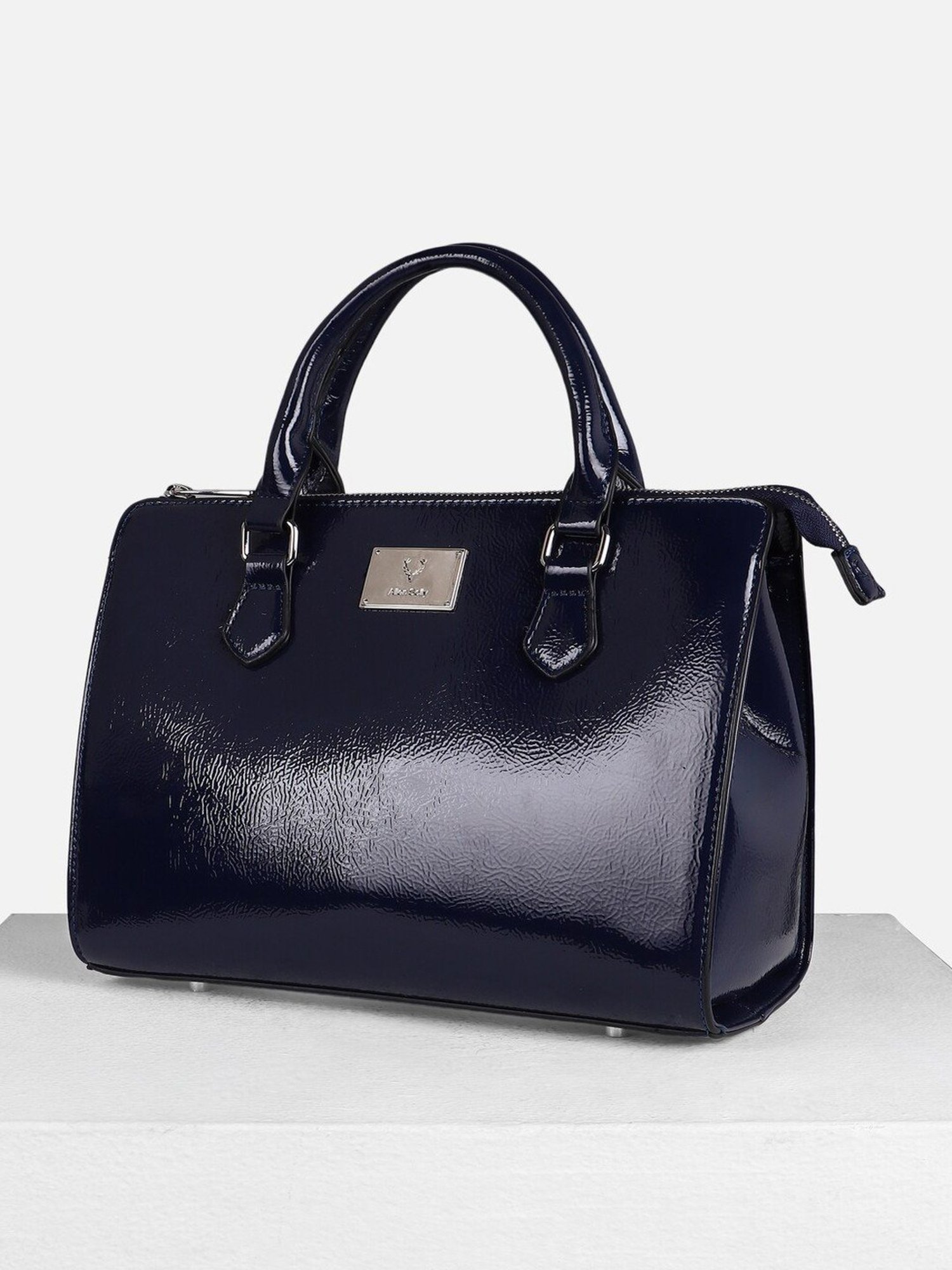 Allen Solly Navy Textured Medium Handbag