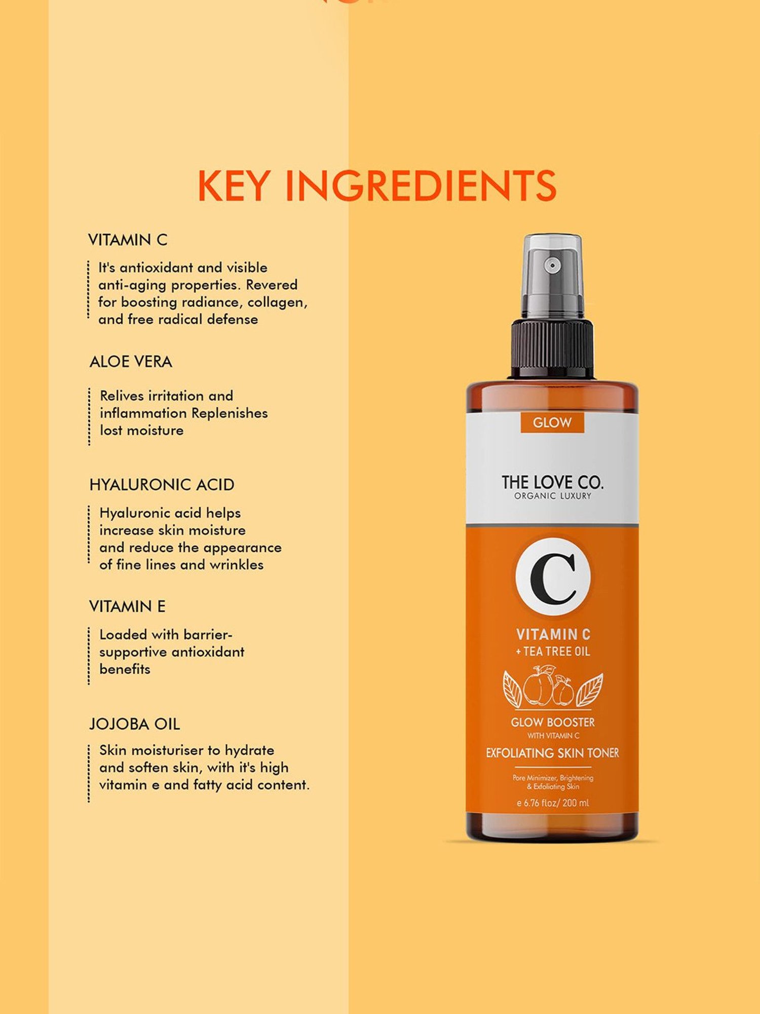 The Love Co. Vitamin C Exfoliating Skin Toner - 200 ml