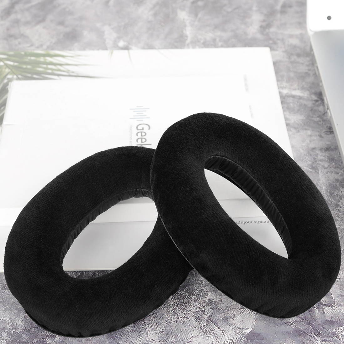 Geekria Comfort Velour Replacement Ear Pads for Sennheiser HD525, HD535, HD545, HD565, HD580, HD600, HD650 Headphones Earpads, Headset Ear Cushion Repair Parts (Black)