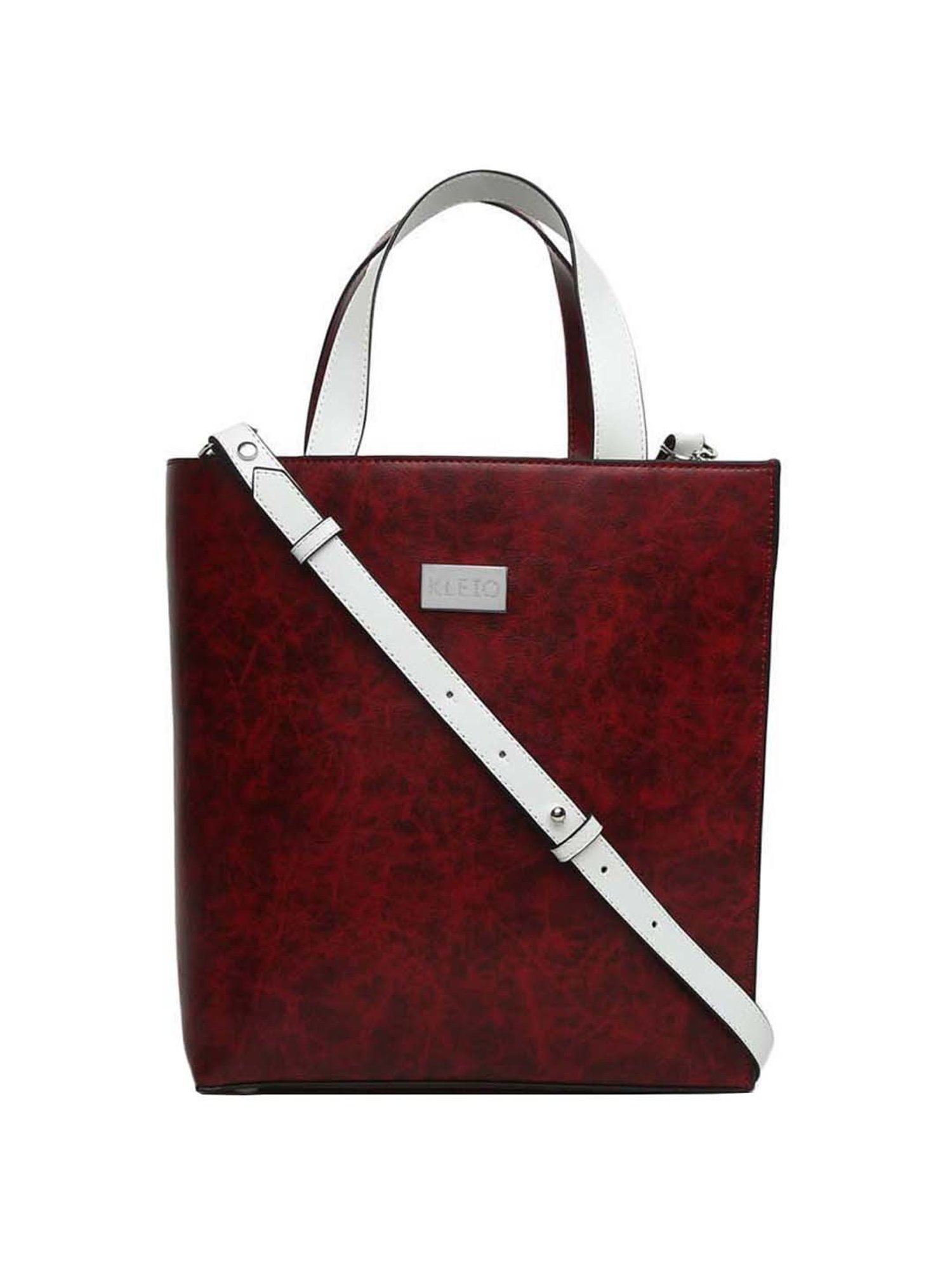 KLEIO Maroon Solid Medium Handbag