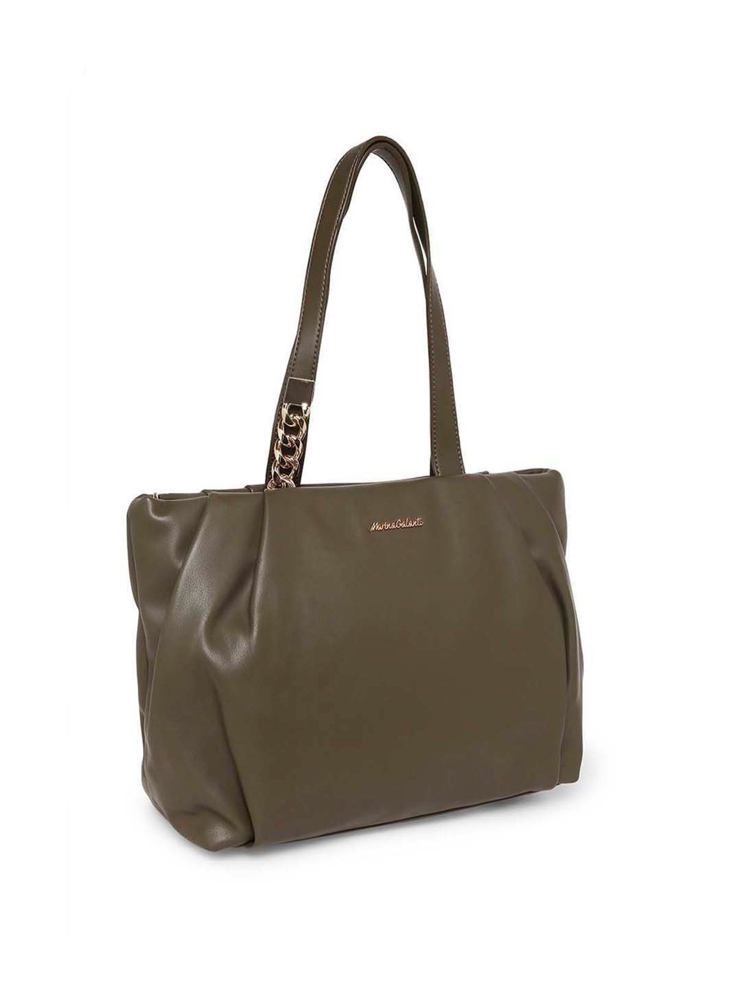 Marina Galanti Olive Solid Medium Tote Handbag