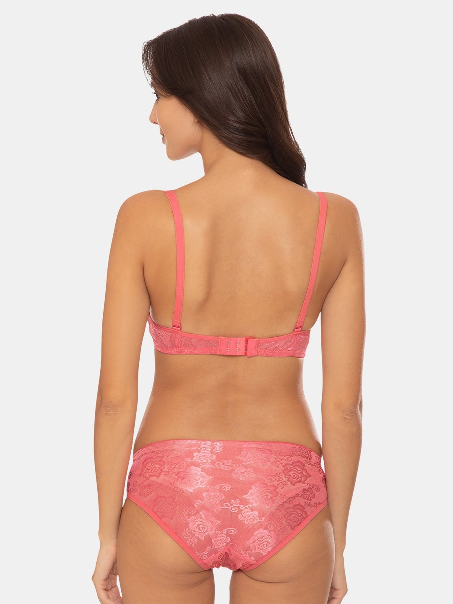 Tweens Coral Non Wired Padded Bra With Panty