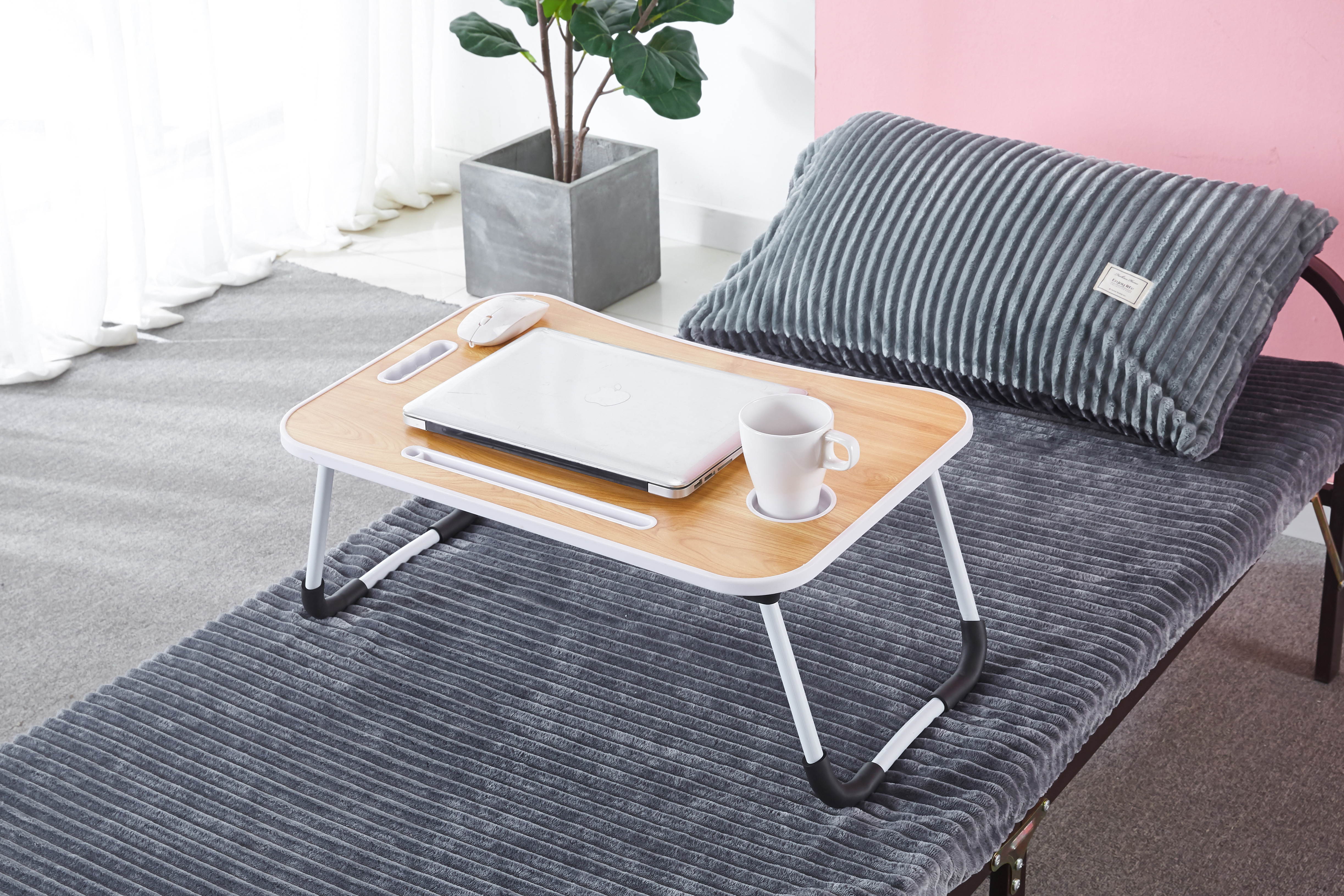 Laptop Desk,  Portable Laptop Bed Tray Table Notebook Stand Reading Holder with Foldable Legs & Cup Slot for Eating Breakfast, Reading Book, Watching Movie on Bed/Couch/Sofa