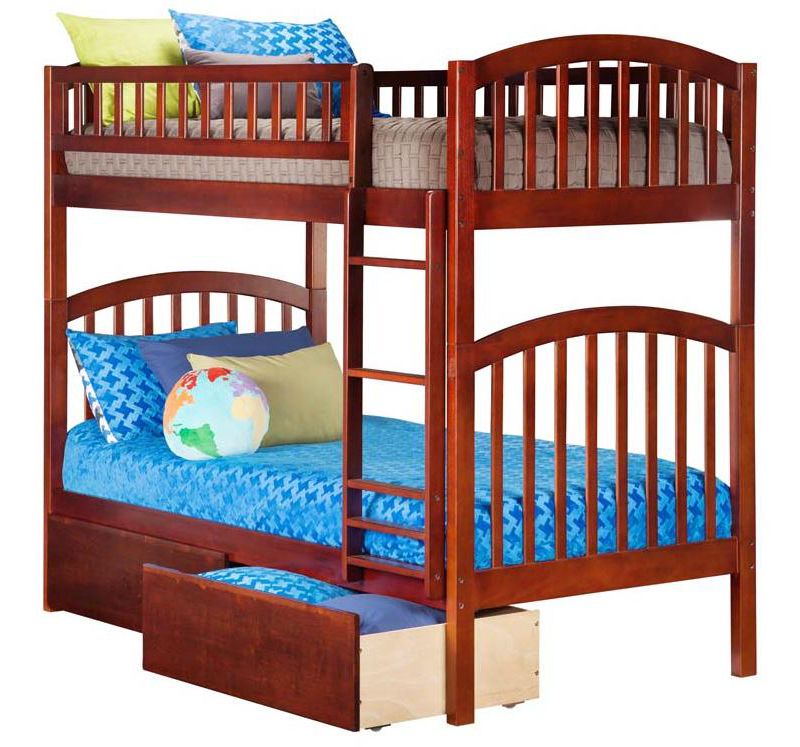 Richland Bunk  Twin over Twin w/ Raised Panel Trundle White - Atlantic Frame