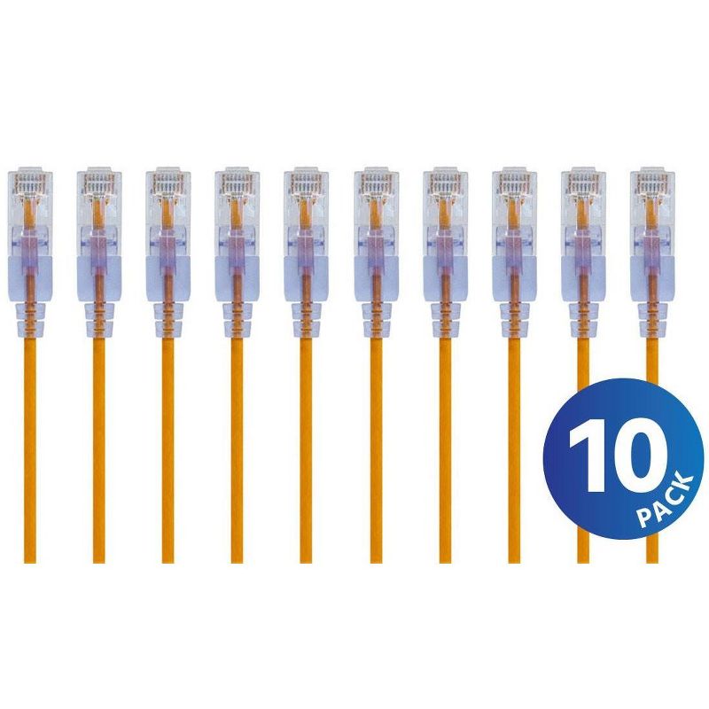 Monoprice Cat6A Ethernet Network Patch Cable - 25 Feet - Yellow | 10-Pack, 10G - SlimRun Series