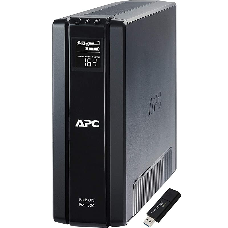 UPS Battery Backup & Surge Protector with AVR, 1500VA,  Back-UPS Pro (BR1500G) Bundle Including 16GB DataTraveler