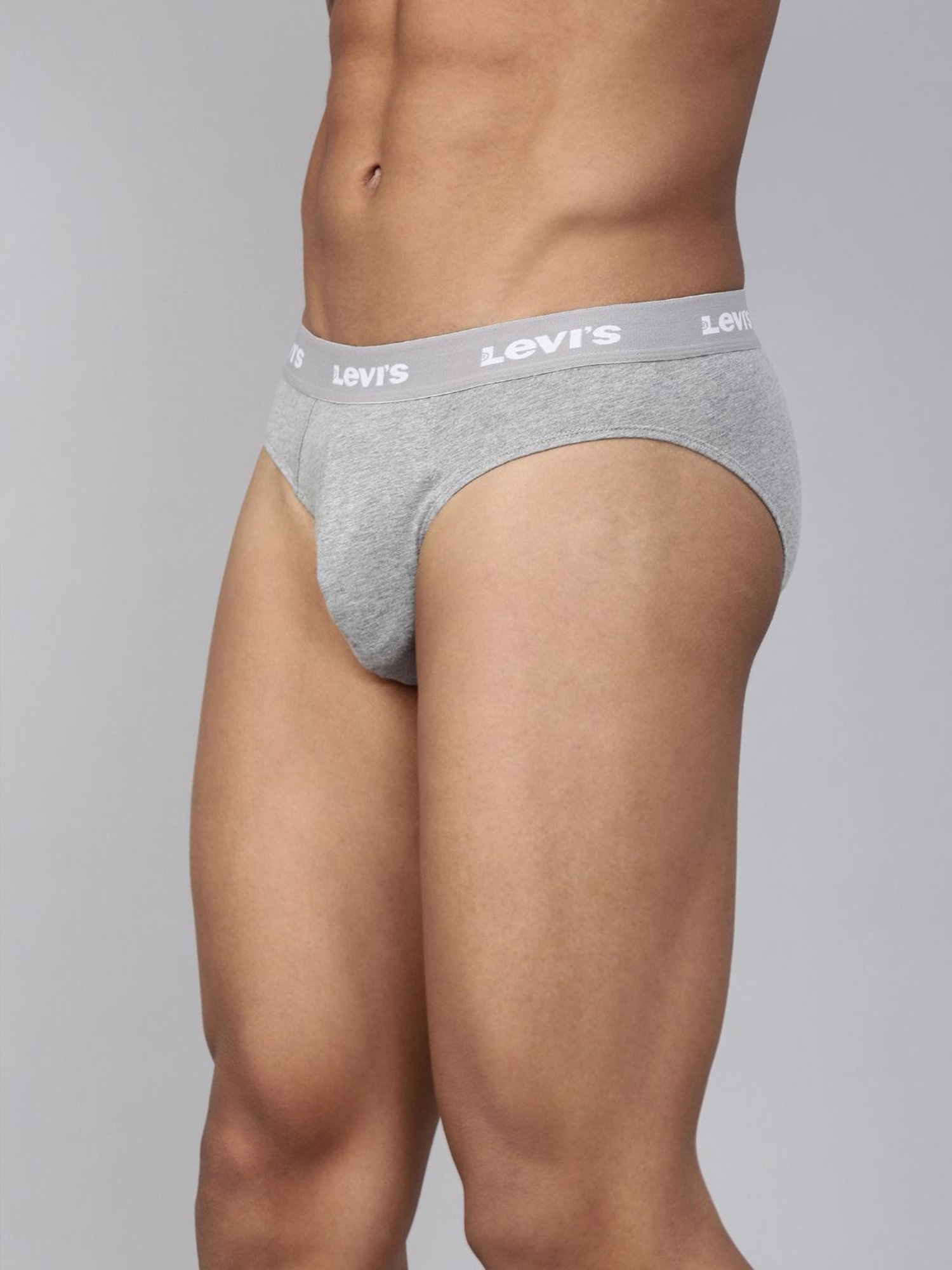 Levi's Black & Grey Cotton Regular Fit Briefs - Pack Of 2