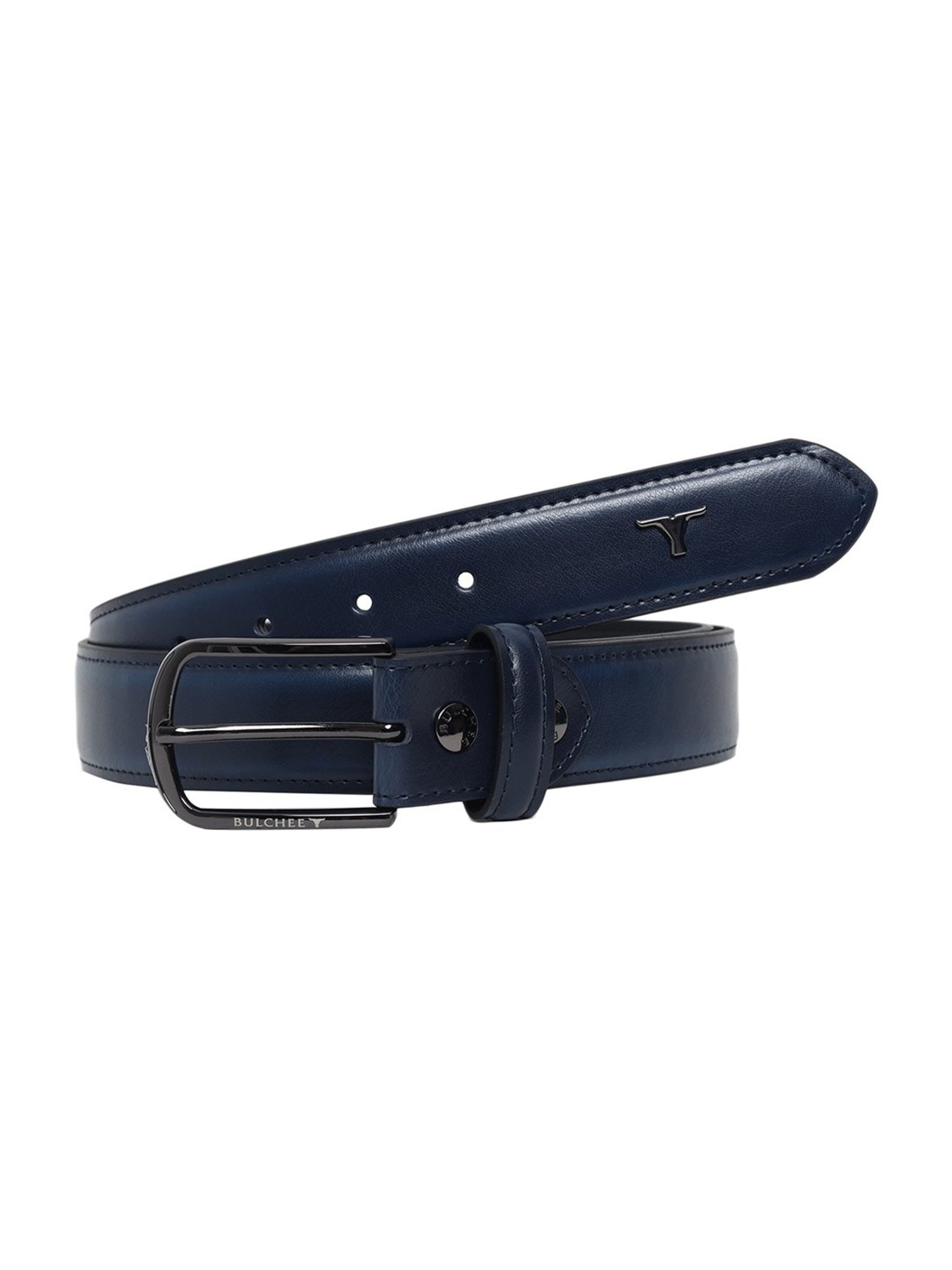BULCHEE Blue Leather Formal Belt for Men