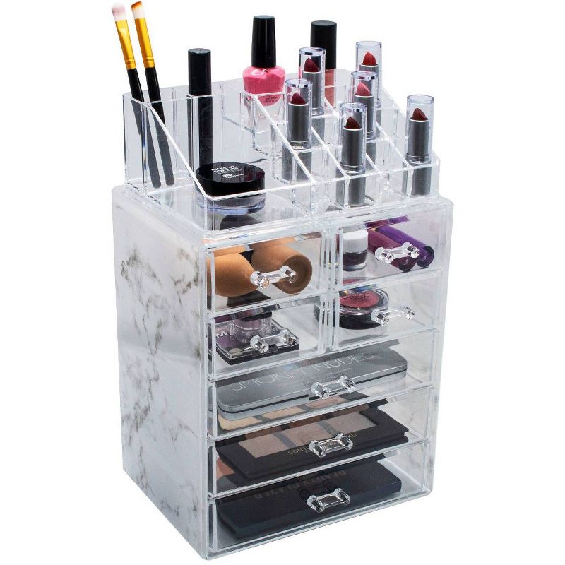 Sorbus Marble Cosmetic Makeup and Jewelry Storage Case (3 Large, 4 Small Drawers)