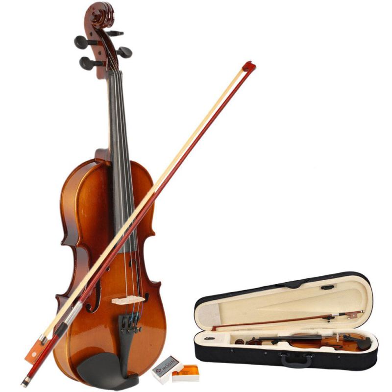 New Music Profession Acoustic Violin 3/4 Full Size Natural  + Case + Rosin + Bow