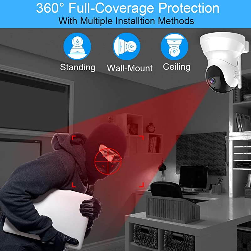 Security Camera Wireless Camera IP Camera with Night Vision Twoway Audio 24Ghz Wifi Indoor Home Dome Camera for Pet Baby Remote Surveillance Monitor with MicroSD Slot Android iOS App