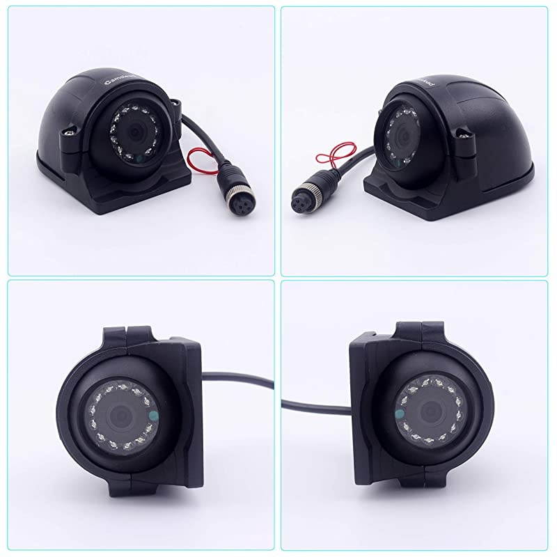 Vehicle Vision Safety Backup Camera System 7 inch Monitor Built-in DVR Recorder with Quad Split Screen Vehicle Side Camera Rear View Camera Monitor Kit for Truck Van Caravan Trailers