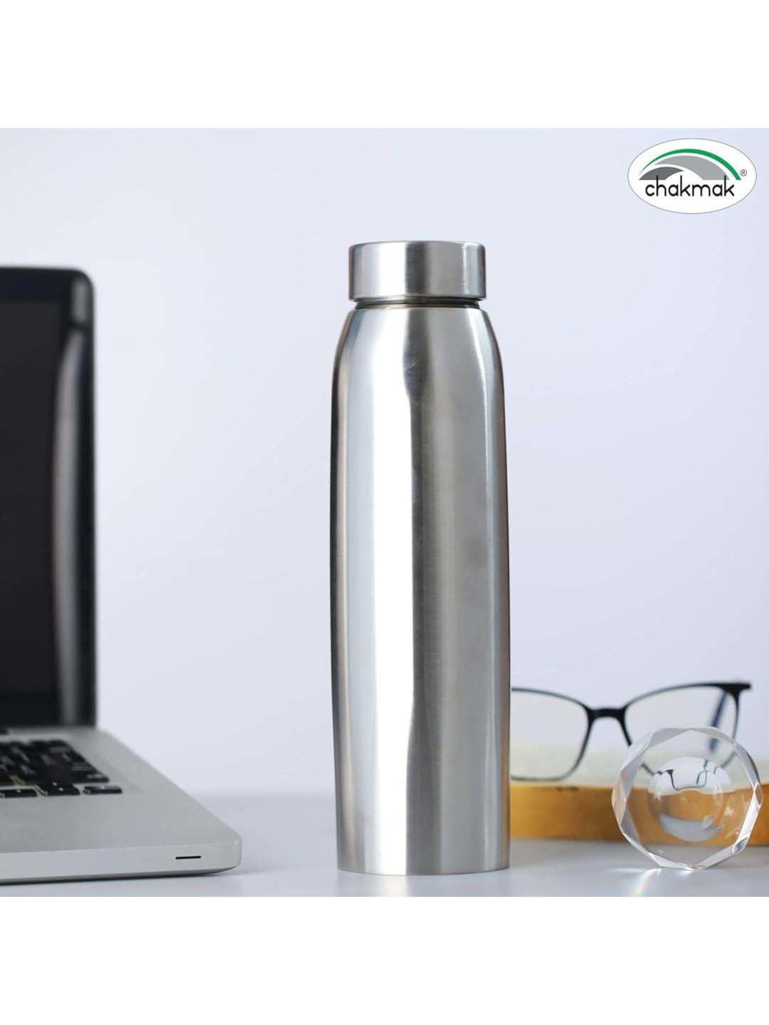 Chakmak Silver Stainless Steel Water Bottle